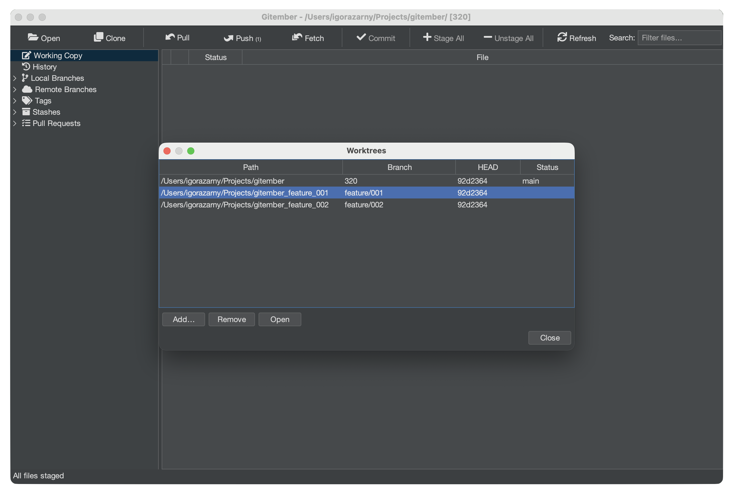 Add worktree dialog